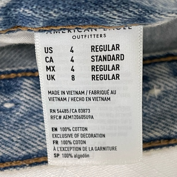 AMERICAN EAGLE OUTFITTERS Mom Jeans Distressed blue jeans 4 regular denim - Picture 7 of 9